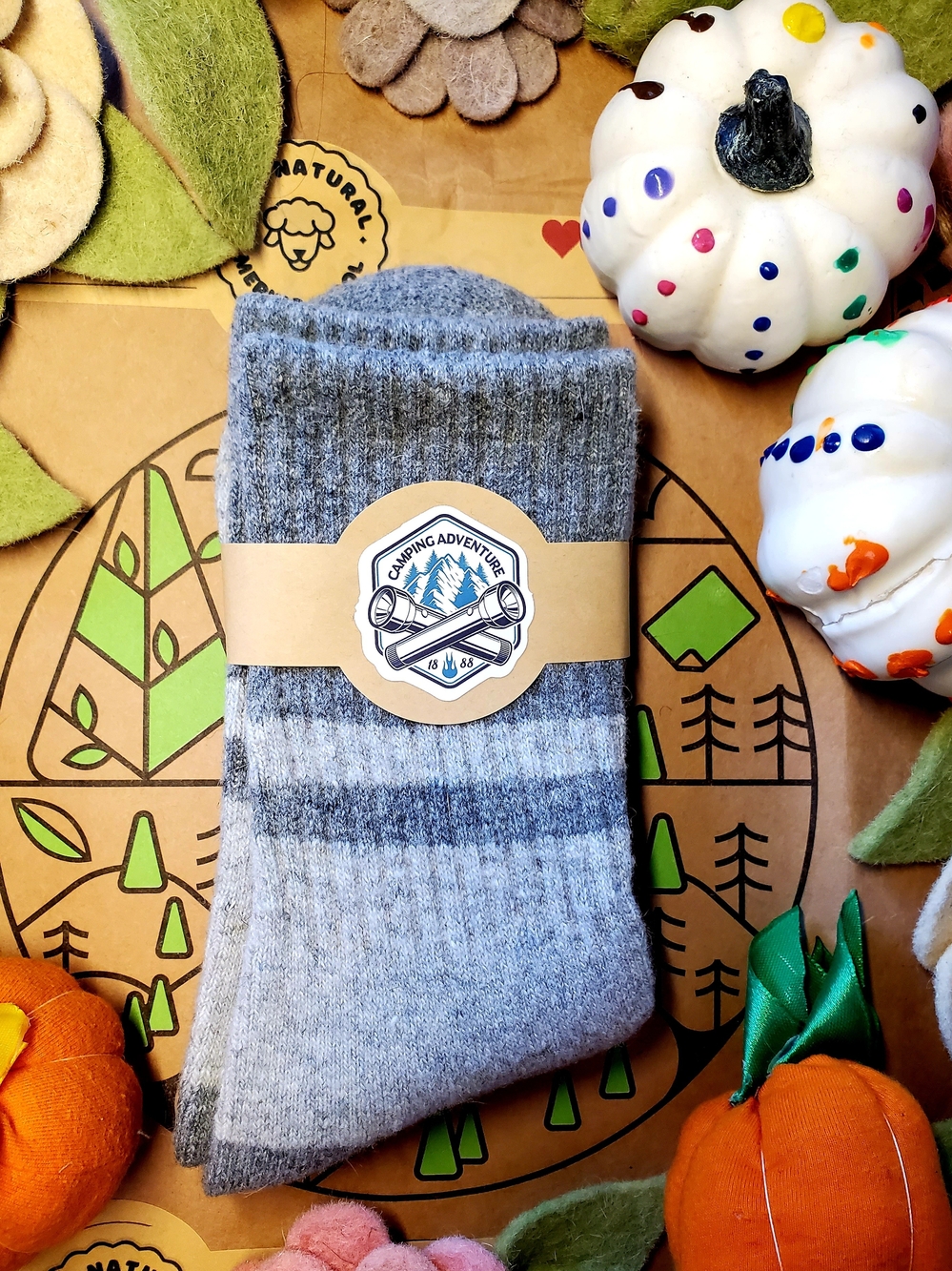 Merino 70% Wool Hiking Crew Socks - Gray
